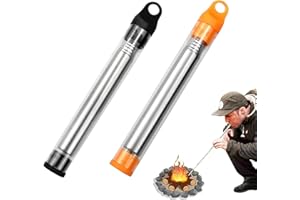 SacJkt Stainless Steel Pocket Bellow, Collapsible Blow Fire Tube, 2 Pack Eight-Section Fire Blowpipe for Outdoor Survival, Camping, Barbecue, Picnic