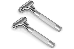 LNEE OUDEW Car Safety Hammer, Car Glass Breaker with Seat Belt Cutter, Automotive Escape Tool, Metal Window Breaker, Emergecy Safety Hammer for Car Accidents (Silver)