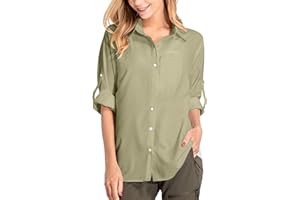 yeyity Camicia da donna con protezione UV, a maniche lunghe, ad asciugatura rapida, per escursioni, per vacanze in spiaggia, elegante