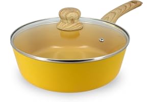 MENASTYL - Sauteuse 24cm Colorama safran - En Aluminium - Revêtement antiadhésif en céramique - Tous feux dont induction