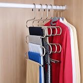 Pantolon Askısı, &Ccedil;ok Katlı | Metal Dolap İ&ccedil;i Pantolon, Eşarp ve Fular Askılığı, Yer Tasarruflu D&uuml;zenleyici