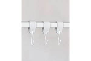 Metallbude Kleiderhaken S-HAKEN - 3er Set in Weiß - Modernes Design - Garderobenhaken aus Hochwertiger Lederschlaufe & Stahl - 10 cm
