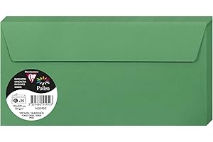 Clairefontaine 5595C - Paquet de 20 Enveloppes Auto-Adhésives - Format DL 11x22cm - 120g/m² - Coloris Vert Sapin - Invitation Evènements et Correspondance - Gamme Pollen - Papier Premium Lisse