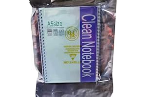 CLEANMO Swwip Cleanmroom Notizbuch, Format A5, 50 Seiten pro Buch, 5 Notizbücher pro Packung. Insgesamt 250 Seiten pro Packung, blaue Farbe, versiegelt mit antistatischer Tasche.