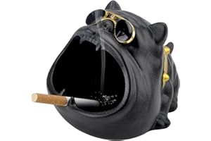 BRISKORE Aschenbecher für Draussen, Aschenbecher Lustig, Coole Aschenbecher Outdoor Aschenbecher Groß, Aschenbecher Keramik, Outdoor- Aschenbecher Schwarz, Lustige Geschenke für Männer Balkon Office