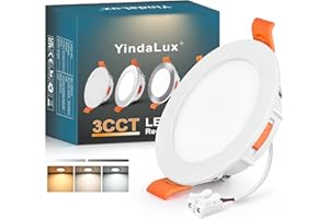 YindaLux Spot LED Encastrable Extra Plat 5W 550LM Spots de plafond IP44 Spot salle de bain, Blanc Chaud 2700K Blanc Neutre 4000K Blanc Froid 6000K Réglable, Trou Φ65-75mm, AC220-240V, Lot de 1, Blanc