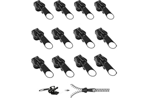 12 Pcs Cremallera Reparación, Frundoo Reparador Cremallera Universal, Ajustable Zipper Repair Kit, 3 Tamaños Cursor Cremallera Tirador cremallera universalremallera para Chaqueta, Bolso, Mochilas