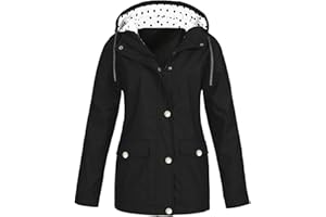 uxxnjfg Veste Pluie Femme Coupe Vent Veste de Pluie avec Capuche de Travail Parka Sport Outdoor Grande Taille Randonnée Manteau Adulte Jacket