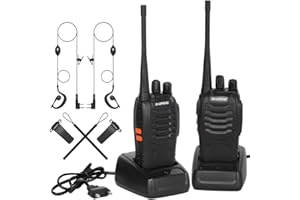 FUNINGEEK Walkie Talkie Ricaricabile Lunga Distanza 16 Canali VOX CTCSS/DCS Radio FM Ricetrasmettitore Portatile Walkie Talkie Professionali con Auricolare (2pz)