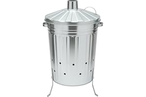 BEST HOUSE ANOTHER FINE PRODUCT Best House | 75L Galvanised Metal Incinerator | Height : 30.7"/78cm Diameter : 18"/46cm | With Lid and Ventilation Holes | Durable Garden Waste Fire Burner for Leaves, Paper, Wood (Pack of 1)