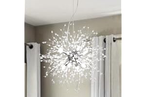 ‎LYNPON LynPon Moderne Chrom Kronleuchter 8 Leuchte Feuerwerk Sputnik Deckenleuchte Kristall Löwenzahn Pendelleuchte für Schlafzimmer, Wohnzimmer, Esszimmer, Küche, Flur