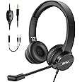 EKSA H12 Computer Headset with Microphone, 3.5mm Wired Crystal Sound Headphone, with Volume and Mute Control, for PC/Mac/Laptop, Comfort-fit for Home/Office/Remote Learning