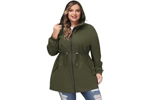 Hanna Nikole Damski płaszcz przeciwdeszczowy z kapturem plus size kurtka outdoorowa wodoodporna wiatrówka