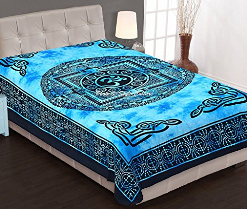 Stylo Kultur Psychedelic OM Mandala Tapisserie Baumwolle Blau Schwarz Twin Gedruckt Meditation Wand hängen - 3