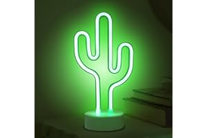 ALEENFOON Licht Zeichen LED Neonlicht Raumdekor Nachtlichter Batteriebetriebene und USB-betriebene Innenbeleuchtung Nacht- und Tischlampen für Schlafzimmer Weihnachtsfeier Bar (Grüner Kaktus)