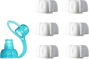 ChooMee, tappi di ricambio per sacchetti alimentari riutilizzabili | Include custodia SoftSip in silicone per il controllo del flusso | 6 tappi bianchi + 1 Aqua SoftSip