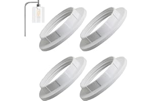 ORMROMRA 4PCS Metal Lamp Holder, E14 Plastic Screw Bulbs Lamp Shade Reducer Ring, Retainer Lamp Rings for Light Fixture, Plastic Lampshade Fitting Washer Adapter Ring (28MM, White)