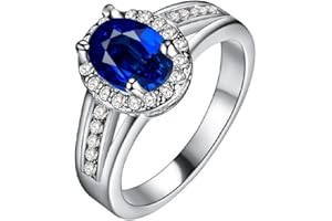 Uloveido Damenmode Jubiläum Ring Ehering Weißes Gold Überzogen Verlobungsring Geburtstag Ring für Girlswith Blau Grün Rot Lila Stein