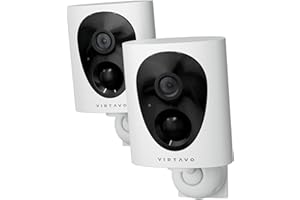 virtavo 2K Telecamera WiFi Esterno Senza Fili a Batteria, Starlight Lente, Visione Notturna a Colori, Videocamera con Allarme, Rilevamento PIR, Audio Bidirezionale, Impermeabile, SD/Cloud, 2 Pezzi