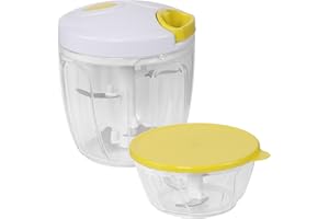 ‎STONELINE STONELINE Multi-Zerkleinerer gelb, 9-teiliges Set | manuell ohne Strom | 900 + 400 ml | Zwiebelschneider Zwiebel Zerkleinerer manuell mit Edelstahlklingen, Zwiebelhacker für Gemüse, Obst, Zwiebeln