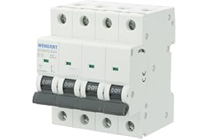 Wengart Disjoncteur miniature triphasé WGM12-63H AC230V/400V, 16A, 4P, 10kA, B-Char, haute résistance aux courts-circuits, matériaux ignifuges pour protéger les systèmes électriques domestiques