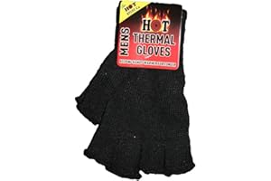 Jean Junction Mens Fingerless Thermal Gloves One Size Fits All Mixed Colours (Black)