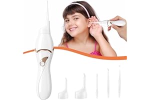 ZEBBYEE Pulitore Orecchie Elettrico, Aspiratore Elettrico Orecchie Potenza di Aspirazione Scientifica con Luce LED, 5 Testine di Ricambio Lavabili, Strumento per la Rimozione del Cerume per Bambini, Adulti