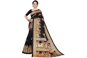 Satrani Damen-Sari aus Polyseide mit ungenähtem Blusenteil