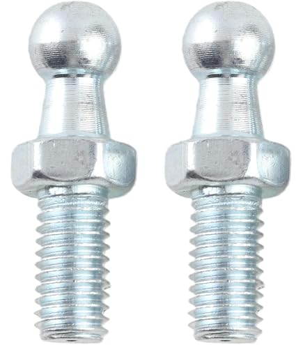 Ramor Strutz Lot De 4 Boulons à Tige Sphérique Argentés 10mm - Filetage M8 15mm Pour Vérins à Gaz Hayon Coffre Capot