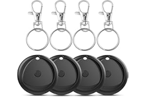 RAYKIT Smart Tracker-4 Pack con Llaveros y Funda Protectota de Cuero（Colección Navidad），Localizador Bluetooth(Sólo iOS), buscador de Llaves Batería Reemplazable, Rastreador de Etiquetas Impermeable