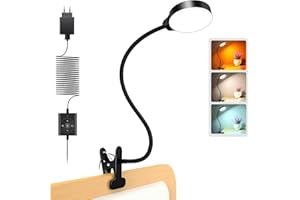 Glocusent 5 W Lampara Pinza Cabecero Cama, 36 LED Lampara Lectura Pinza, 3 Colores & 5 Niveles de Brillo, USB Lámpara de Escritorio con Cuello de Cisne, Luz Lectura para Cama/Escritorio/Cabecero
