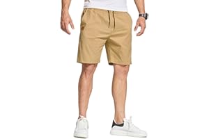 JustSun Short Homme Ete Coton Chino avec Poches Taille Elastique Short Court Homme