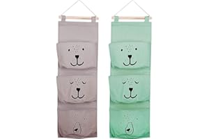 MisFun 2 Piezas Pared Colgando Almacenamiento Bolso, Organizadores de Pared Colgantes, Organizador Colgante con 3 Bolsillos Adecuados, Organizador Colgante para Cocina Dormitorio Baño Oficina