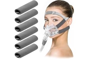 JYNVO 6 Piezas Fundas para Correas CPAP, Almohadillas Faciales CPAP, Almohadillas Cómodas para Correas CPAP, Strap Comfort Pads, Accesorio CPAP Suaves y Transpirables, Gris