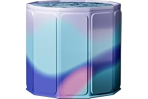 TRYGGT New Upgraded Portable Bath Tub for Adults - 32″ Fordable Cold Plunge Tub for Recovery - Collapsible Soaking Hot Tub for Shower Stall Home SPA - Outdoor Ice Bathtub for Athletes (Violet)
