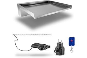 CLGARDEN 30cm Edelstahl Wasserfall Element mit LED Beleuchtung RGB Licht für Garten Teich Mauer Wand Gabione