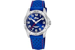 Lotus Montre pour Enfants 18663/2 Junior Collection Boîtier en Acier Inoxydable Gris Bracelet en Plastique Bleu