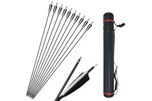 SHARROW 12pcs Freccia di Carbonio 34 Pollici 500 Spine Tiro con L'Arco in Carbonio Frecce con Faretra Freccia per Arco Compound Ricurvo