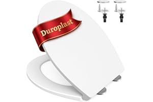 SURFOU Tapa WC Universal en Forma de O, Asiento de Inodoro de Duroplast con Cierre Suave, Soporta hasta 200 kg, Desmontaje Rápido para Limpieza Fácil, con Gomas para Fijación Estable