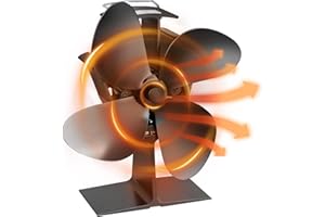 CXhome Ventilador de estufa con calor para leña, quemador de leña, chimenea, 40 °C de arranque rápido, 4 hojas, respetuoso con el medio ambiente, ultra silencioso circulación