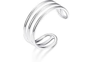 Krfy 925 Sterling Silber Horizontale Doppel Dreifachlinien Offene Ringe Minimalist Einfaches Band für Damen Verstellbarer offener Zehenring Knöchelringe