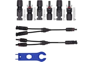RUNCCI-YUN 3 par Solar Panel Cable Conector, Conector Solar Fotovoltaico+1 par Rama Y Conectores M/F/F y M/M/F,Macho/Hembra Impermeable Conectores de Cable de Panel Solar para Sistema Fotovoltaico