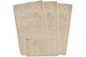 Emmahome ROMANY GYPSY WASHABLE 4PCS MAT/RUG SET, CARAVAN/MOBILE HOME TOURER SIZES, 67X120CM, Mabel (Beige)