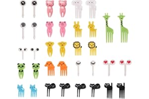 iJiGui 36 Piezas Tenedores de Frutas Lindas Mini Palillos de Dientes de Dibujos Animados, Tenedores Fruta Postre Palillo Horquillas Fruta púas Alimentos, Reutilizables Mini Tenedor