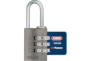 ABUS Cadenas à combinaison 145/20 Titanium - Cadenas pour valises, casiers et bien d'autres choses encore. - Cadenas en aluminium - code numérique réglable individuellement - niveau de sécurité ABUS 3