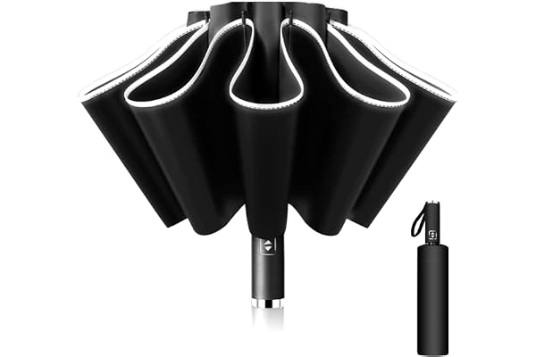 Poligono Parapluie inversé, Parapluie Pliant Automatique 10 Baleines pour Homme Femme, Anti Vent, Anti Tempete, Diamètre 105 cm
