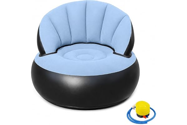 Jinfanshurich Uppblåsbar soffa flockad – luftsoffa sittsäck soffa för inomhus utomhus – camping soffa uppblåsbar med mjuk yta – uppblåsbar soffa, saccosäck för vardagsrum balkong camping (B)