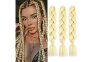 JOOCEEBABY Oro 613 Pelo Para Trenzas Africanas 24" 3 Piezas/Lote for Mujer Para Trenzas Pelo Sintetico Postizo Para Trenzas Treasure 613 Blonde Colors Braiding Hair Extensiones Trenzas