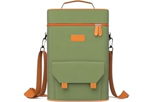 Cuopru Bolsa de transporte premium Yerba Mate Kit – Doble capa impermeable 2 bolsillos para botellas de vino bolsa portátil para viajes, picnic, playa