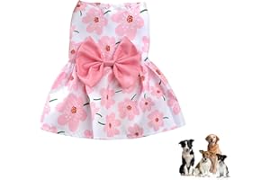 Maodom Dog Bowknot Dress | Hawaiian Daisy Puppy Dresses For Small Medium Dogs - Cute Cat Clothing For Chihuahua Yorkie (X-Small, Pink+Blue)